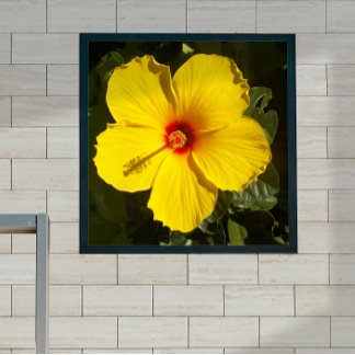 Yellow Hibiscus Flower Small Poster