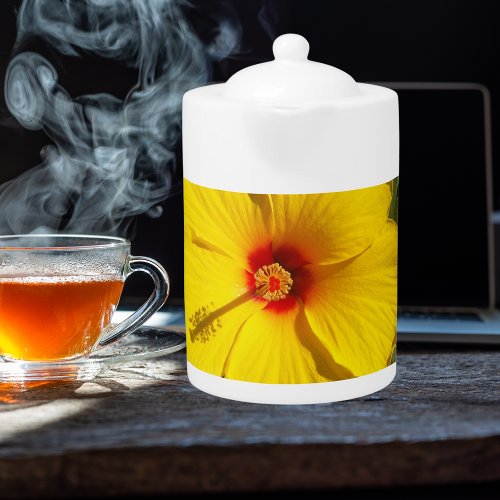 Yellow Hibiscus Flower Teapot
