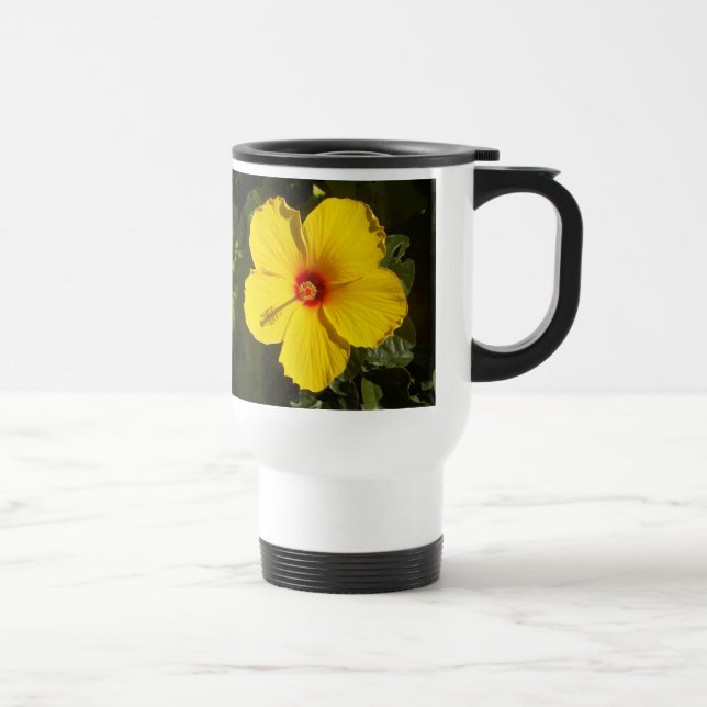 Yellow Hibiscus Flower Travel Mug (Right)