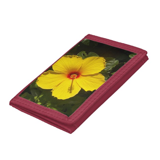 Yellow Hibiscus Flower Tri-fold Wallet (Bottom)