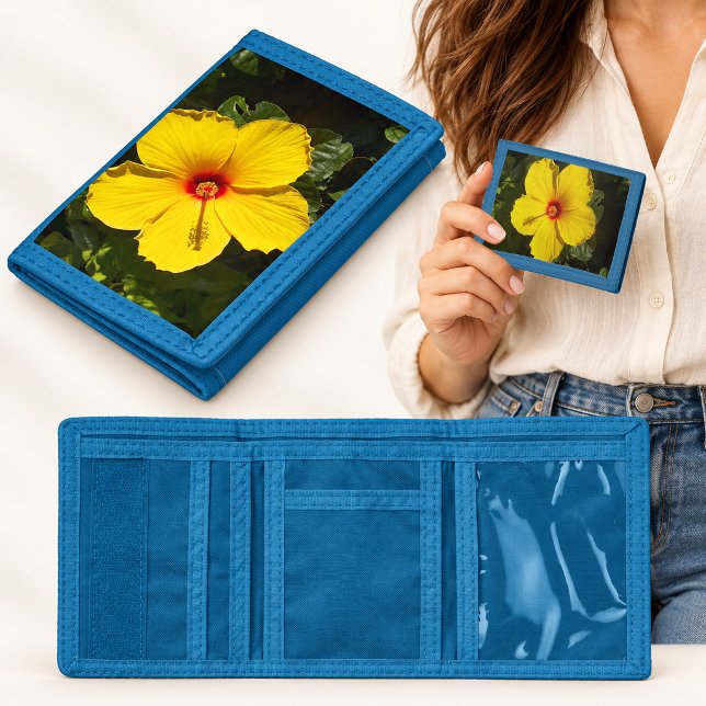 Yellow Hibiscus Flower Trifold Wallet (Yellow Hibiscus Flower Trifold Wallet)