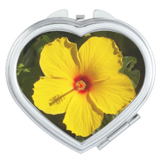 Yellow Hibiscus Flower Vanity Mirror