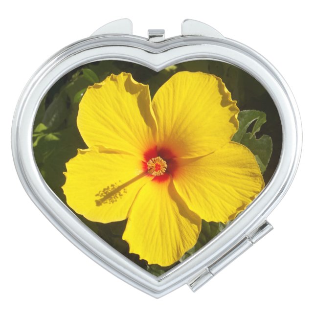 Yellow Hibiscus Flower Vanity Mirror (Front)