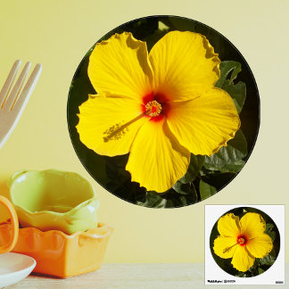 Yellow Hibiscus Flower Wall Decal