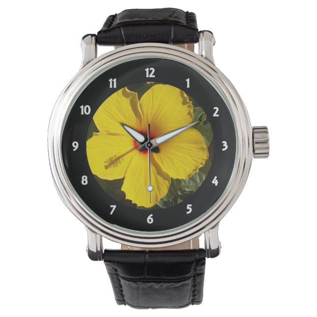 Yellow Hibiscus Flower Watch (Front)