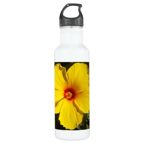 Yellow Hibiscus Flower Water Bottle