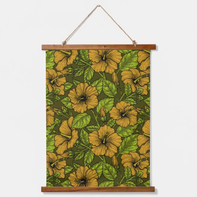 Yellow hibiscus flowers  hanging tapestry (Front)