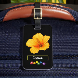 Yellow Hibiscus Flowers Luggage Tag