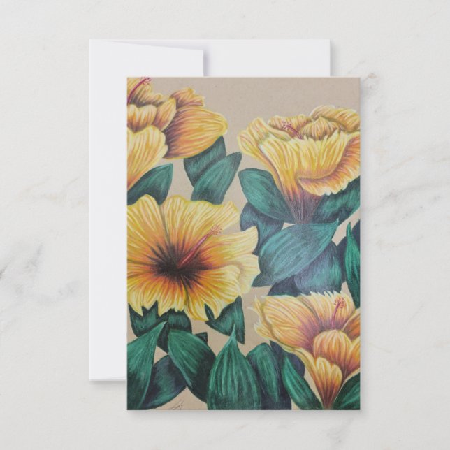 Yellow hibiscus greeting card (Front)
