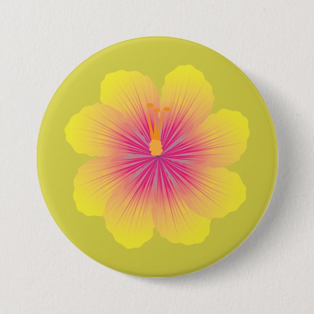 Yellow Hibiscus Illustration Button (Front)