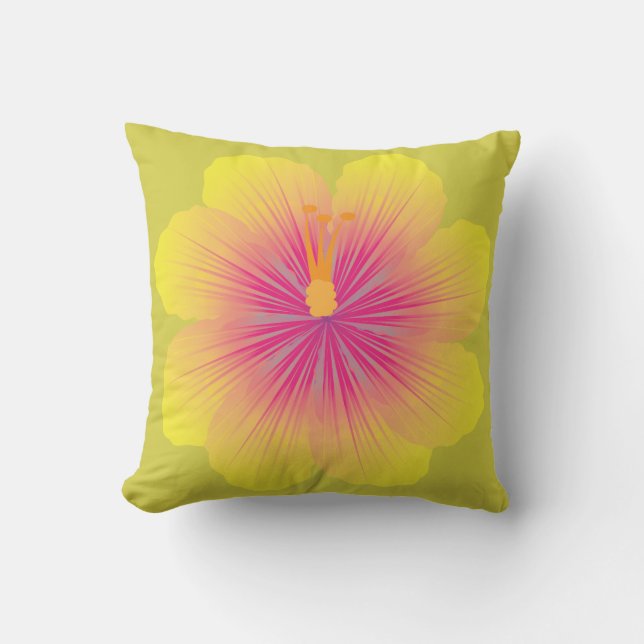 Yellow Hibiscus_Illustration Throw Pillow (Front)