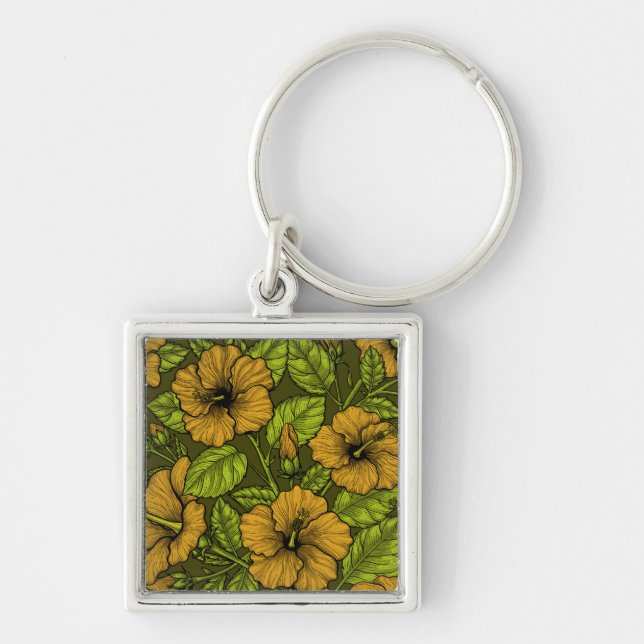 Yellow hibiscus keychain (Front)