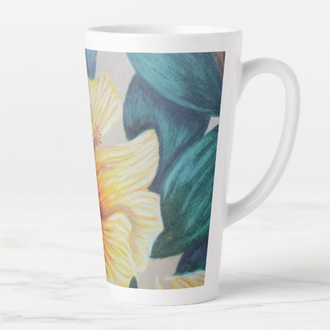Yellow hibiscus latte mug (Right)