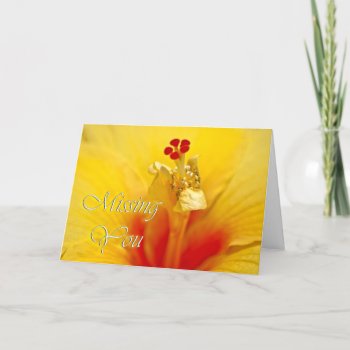 Yellow Hibiscus Miss You Card by LivingLife at Zazzle