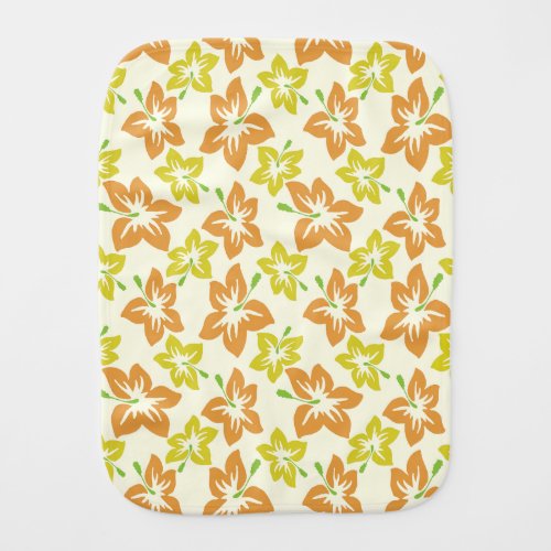 Yellow Hibiscus Orange Hibiscus Floral Pattern Baby Burp Cloth