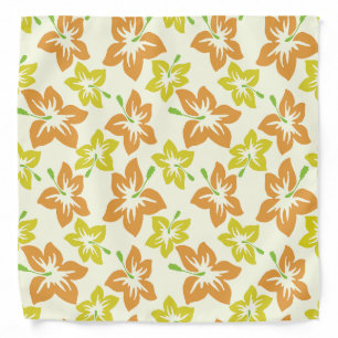 Yellow Hibiscus, Orange Hibiscus, Floral Pattern Bandana