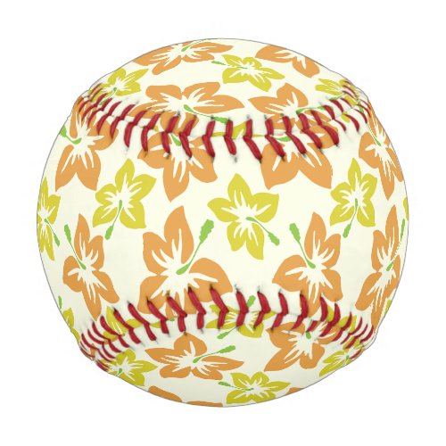 Yellow Hibiscus Orange Hibiscus Floral Pattern Baseball