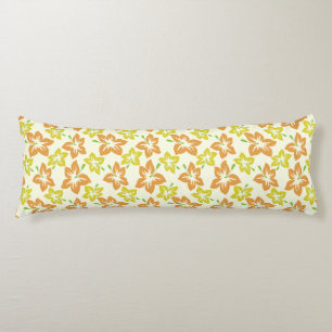Yellow Hibiscus, Orange Hibiscus, Floral Pattern Body Pillow