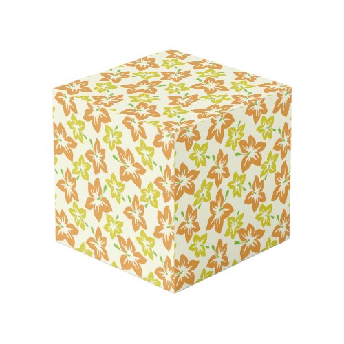 Yellow Hibiscus Orange Hibiscus Floral Pattern Cube
