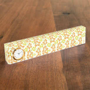 Yellow Hibiscus, Orange Hibiscus, Floral Pattern Desk Name Plate