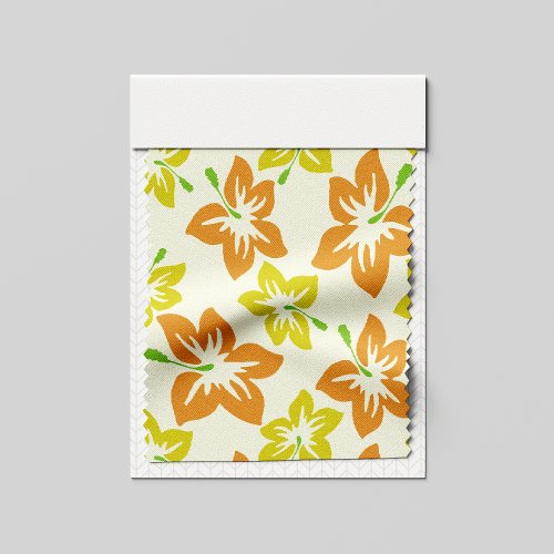 Yellow Hibiscus Orange Hibiscus Floral Pattern Fabric