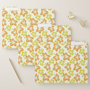 Yellow Hibiscus, Orange Hibiscus, Floral Pattern File Folder