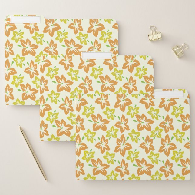 Yellow Hibiscus, Orange Hibiscus, Floral Pattern File Folder (Set)