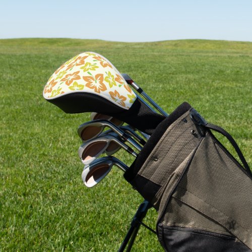 Yellow Hibiscus Orange Hibiscus Floral Pattern Golf Head Cover