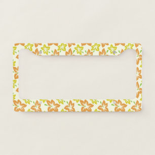 Yellow Hibiscus, Orange Hibiscus, Floral Pattern License Plate Frame