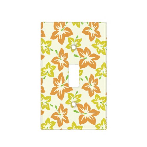 Yellow Hibiscus Orange Hibiscus Floral Pattern Light Switch Cover