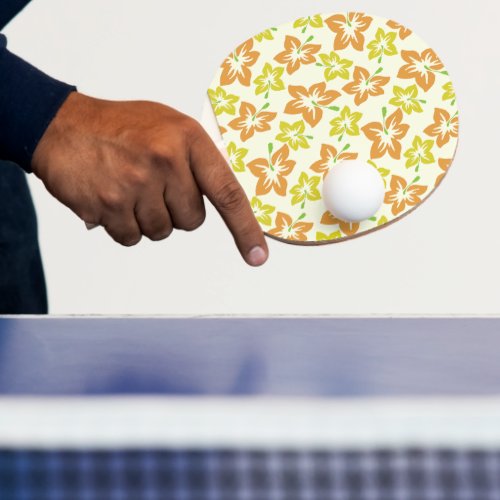 Yellow Hibiscus Orange Hibiscus Floral Pattern Ping Pong Paddle