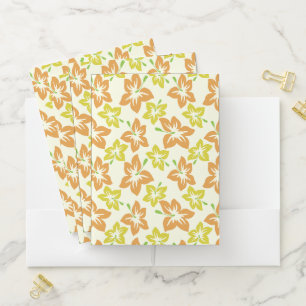 Yellow Hibiscus, Orange Hibiscus, Floral Pattern Pocket Folder