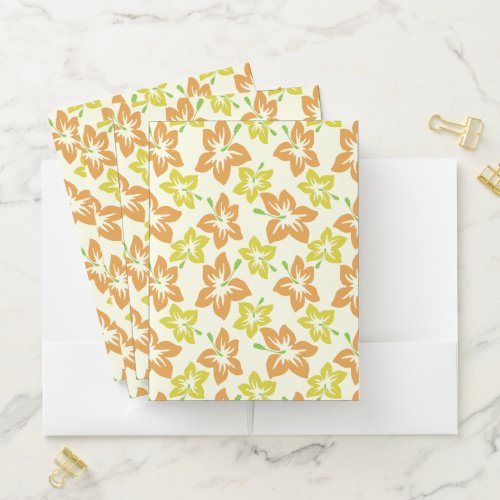 Yellow Hibiscus Orange Hibiscus Floral Pattern Pocket Folder