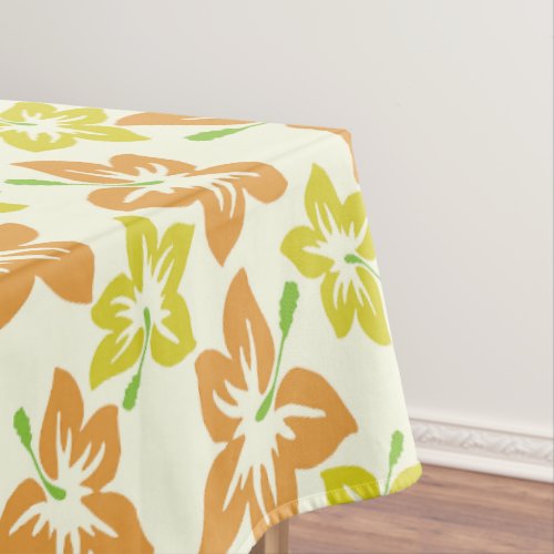 Yellow Hibiscus Orange Hibiscus Floral Pattern Tablecloth