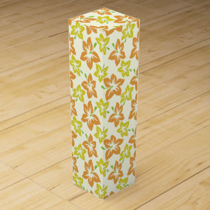 Yellow Hibiscus, Orange Hibiscus, Floral Pattern Wine Box