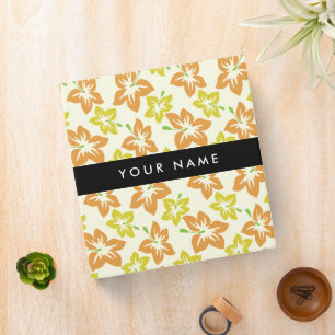 Yellow Hibiscus, Orange Hibiscus, Your Name 3 Ring Binder