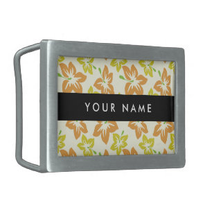 Yellow Hibiscus, Orange Hibiscus, Your Name Belt Buckle