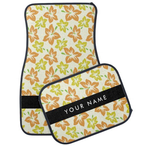 Yellow Hibiscus Orange Hibiscus Your Name Car Floor Mat