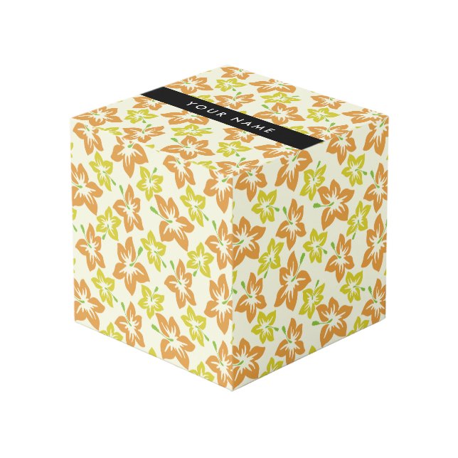 Yellow Hibiscus, Orange Hibiscus, Your Name Cube (Front Angled)