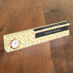 Yellow Hibiscus, Orange Hibiscus, Your Name Desk Name Plate
