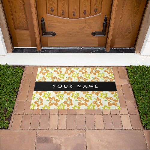 Yellow Hibiscus Orange Hibiscus Your Name Doormat