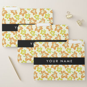 Yellow Hibiscus, Orange Hibiscus, Your Name File Folder