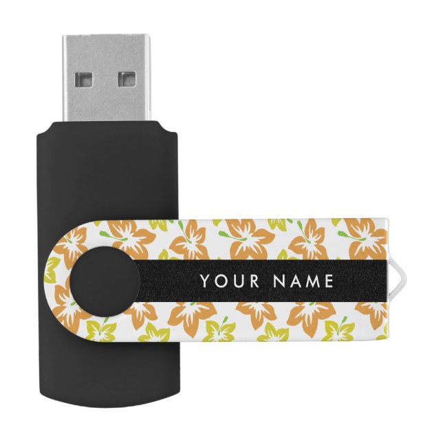 Yellow Hibiscus, Orange Hibiscus, Your Name Flash Drive (Opened)