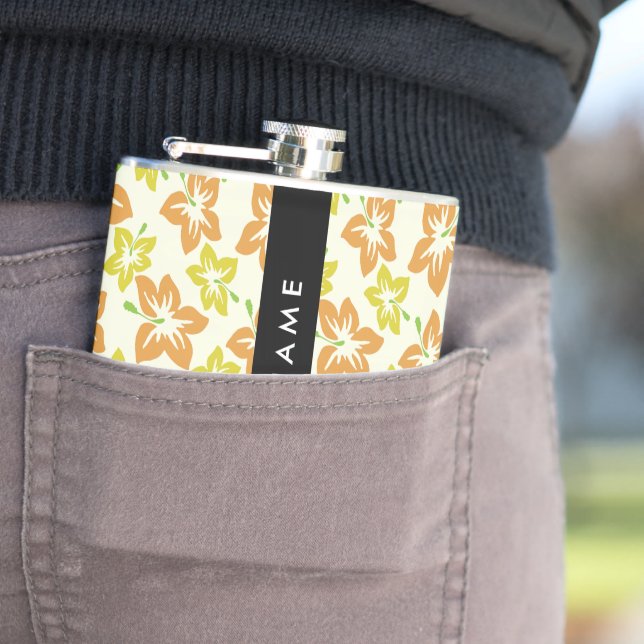 Yellow Hibiscus, Orange Hibiscus, Your Name Flask (In Situ)