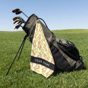 Yellow Hibiscus, Orange Hibiscus, Your Name Golf Towel