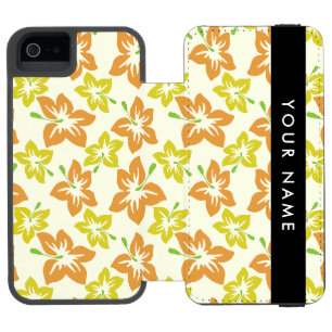 Yellow Hibiscus, Orange Hibiscus, Your Name iPhone SE/5/5s Wallet Case