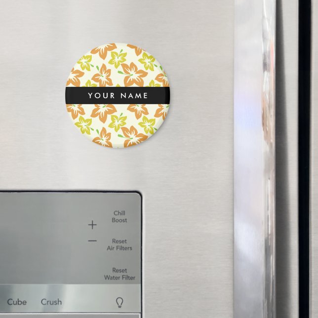 Yellow Hibiscus, Orange Hibiscus, Your Name Magnet (In Situ (Fridge))