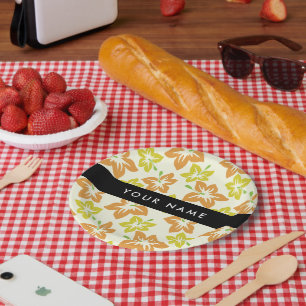 Yellow Hibiscus, Orange Hibiscus, Your Name Paper Plates
