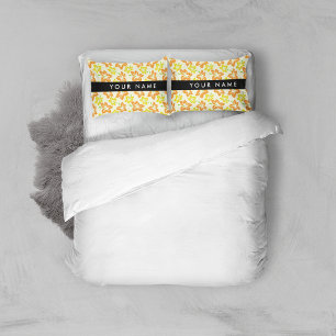 Yellow Hibiscus, Orange Hibiscus, Your Name Pillow Case