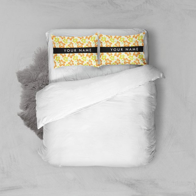 Yellow Hibiscus, Orange Hibiscus, Your Name Pillow Case (Creator Uploaded)